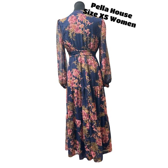 Sofia Jeans Women Plus Size Cutout Maxi Dress Long Sleeves Floral Wine Size XS - Picture 3 of 5